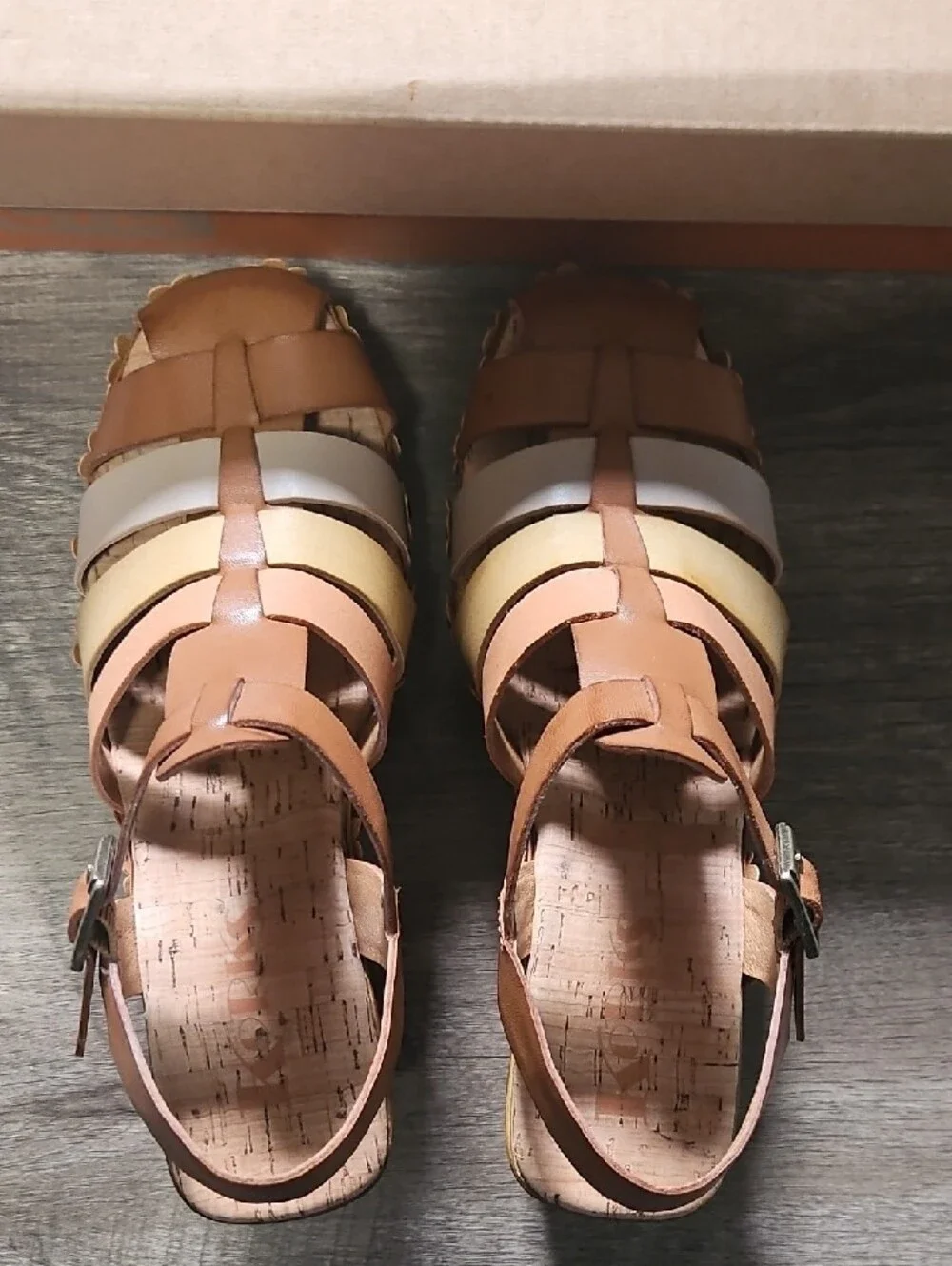 Platform Floral-Accent Strappy Sandal - Tan Multi
